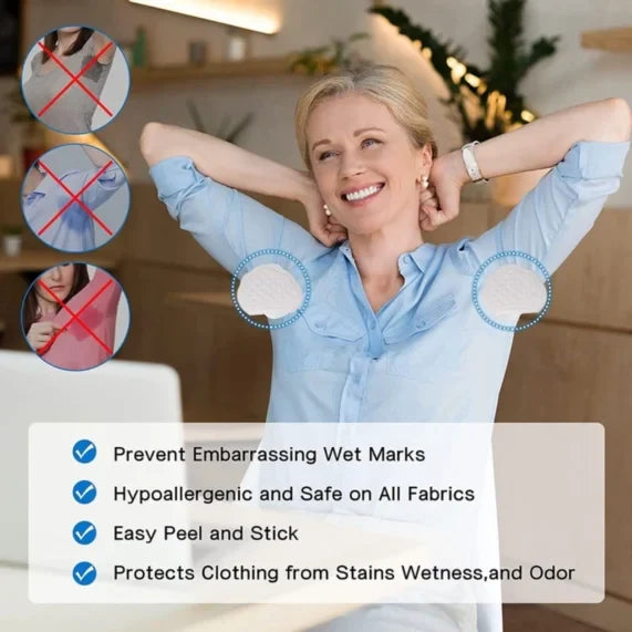12 x Disposable Underarm Sweat Pads, Odor-Blocking Protection
