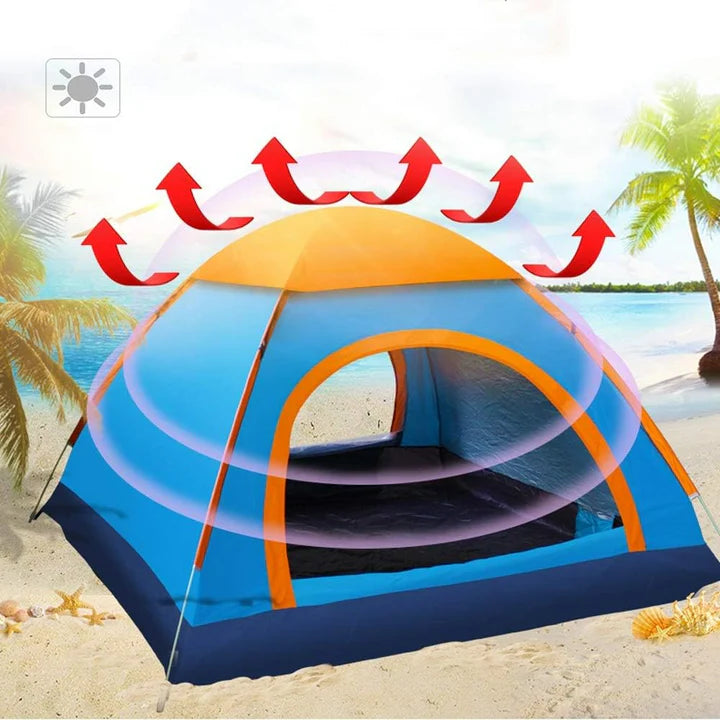 Automatic Pop-Up Tent – Double Door, Single Layer, Waterproof & Windproof for Outdoor Camping with Carry Bag – Green