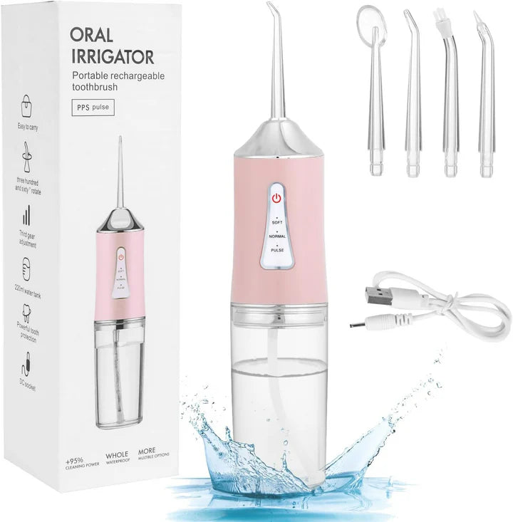 Professional Oral Irrigator for Teeth & Gums with 4 Jet Tips, 3 Modes & 360° Rotation , Water Dental Flosser