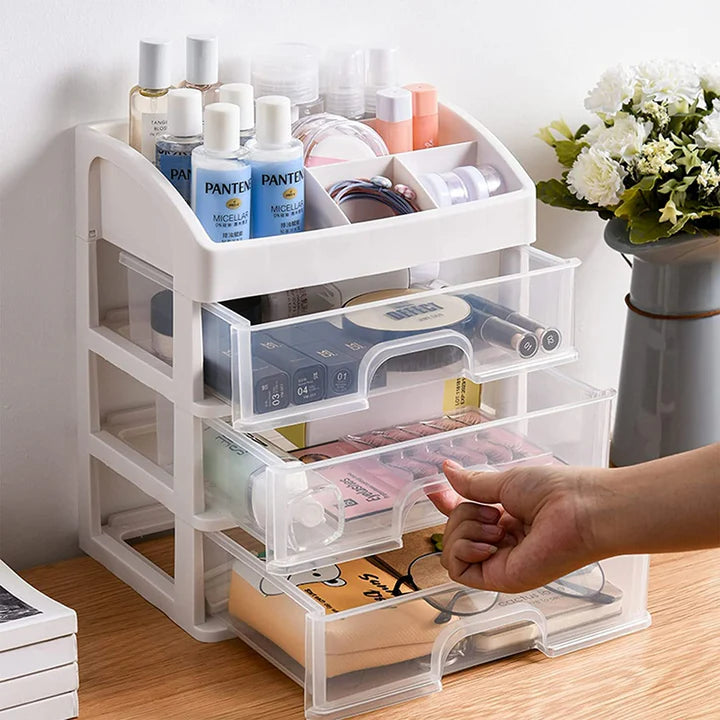 3 Layer Multipurpose Plastic Storage Drawer Box organizer for Kitchen tools, Office, Stationary, Jewelry, Make up, Cosmetics