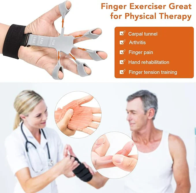 Hand Grip Strengthener - Adjustable Finger Exerciser and Finger Stretcher