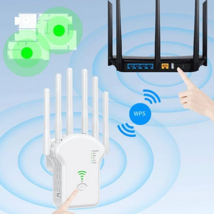 300Mbps 6 antenna 3-in-1 WIFI Repeater Router Enhance Wireless Signals Dual-Band Extender U13 EU Plug