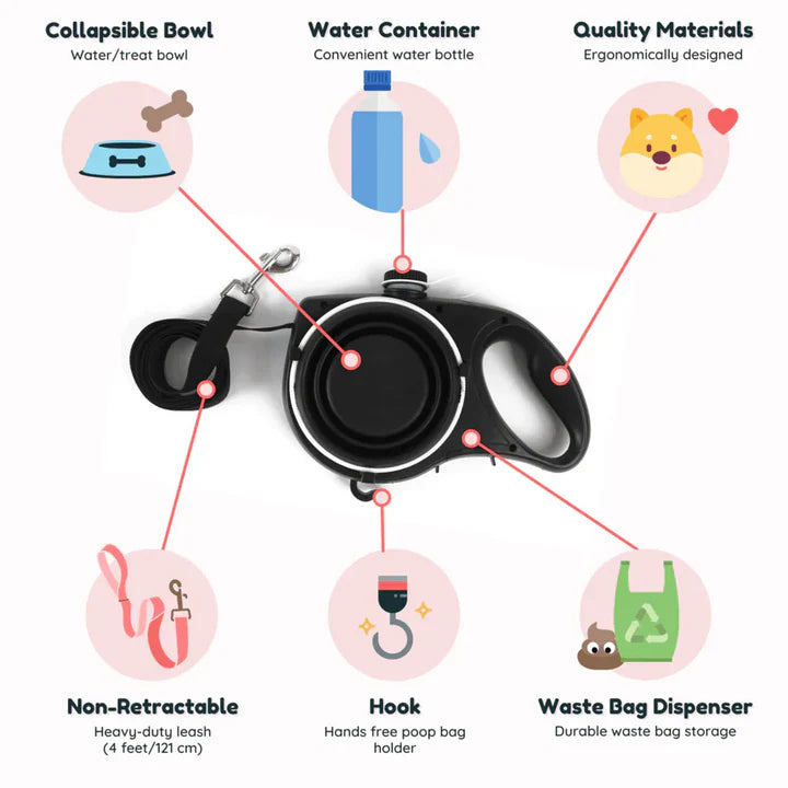 Aqua Leash, 5 In 1 Pet Essentials , Dog Walking Essentials All in One