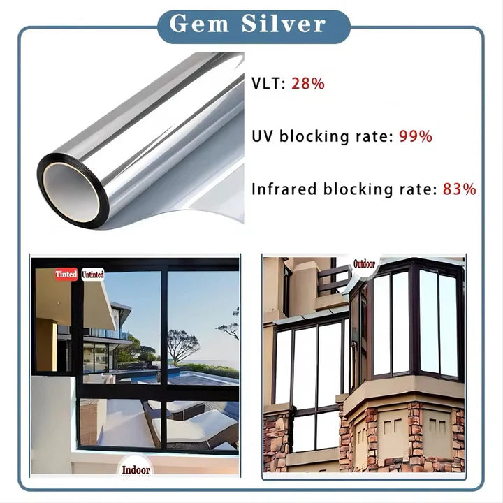 Privacy Window Film Glass Roll Film Sunscreen Glass Sticker Self Adhesive Heat Control