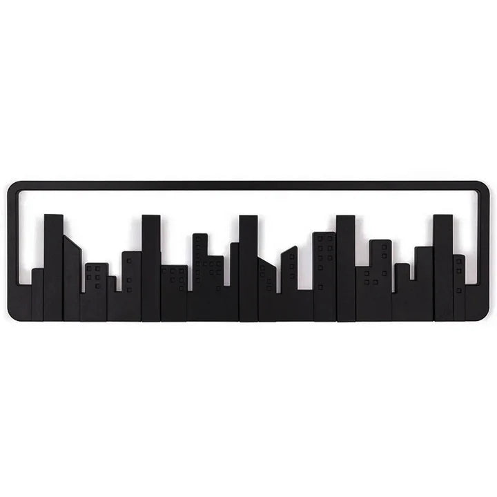 Wall-Mounted Coat Rack with Hooks - Key & Coat Holder (Black)