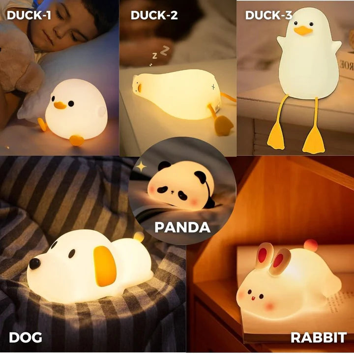 Night Light, Duck Lamp, Silicone Dimmable Nursery Nightlight, Rechargeable LED Bedside Lamp