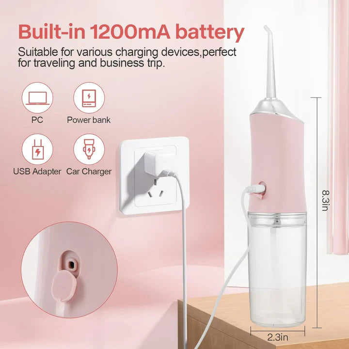 Professional Oral Irrigator for Teeth & Gums with 4 Jet Tips, 3 Modes & 360° Rotation , Water Dental Flosser