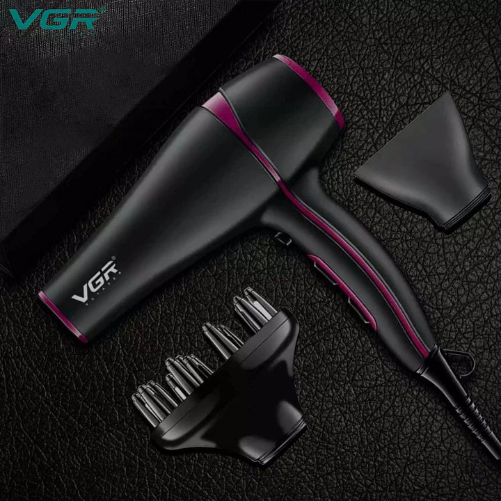 VGR Professional Hair Dryer V402 - With Diffuser, Gray With Pink 2200W 3 Heating Settings