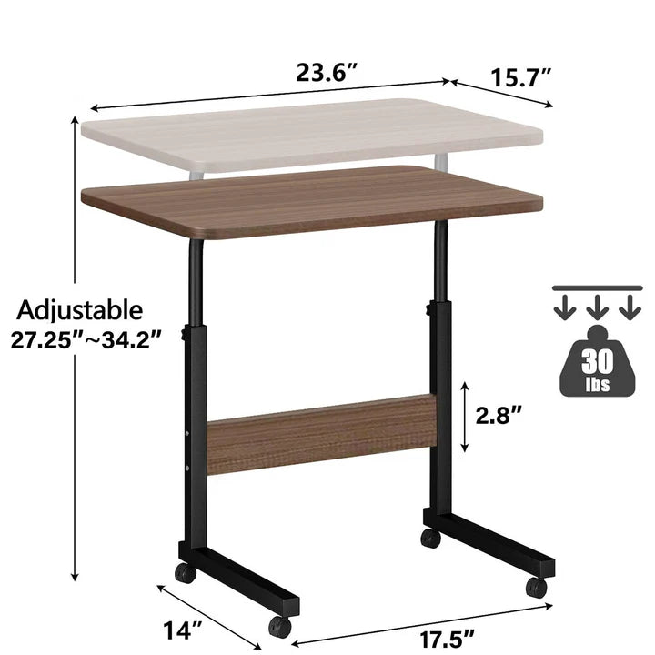 Adjustable Laptop Desk on Wheels, Bronze Color