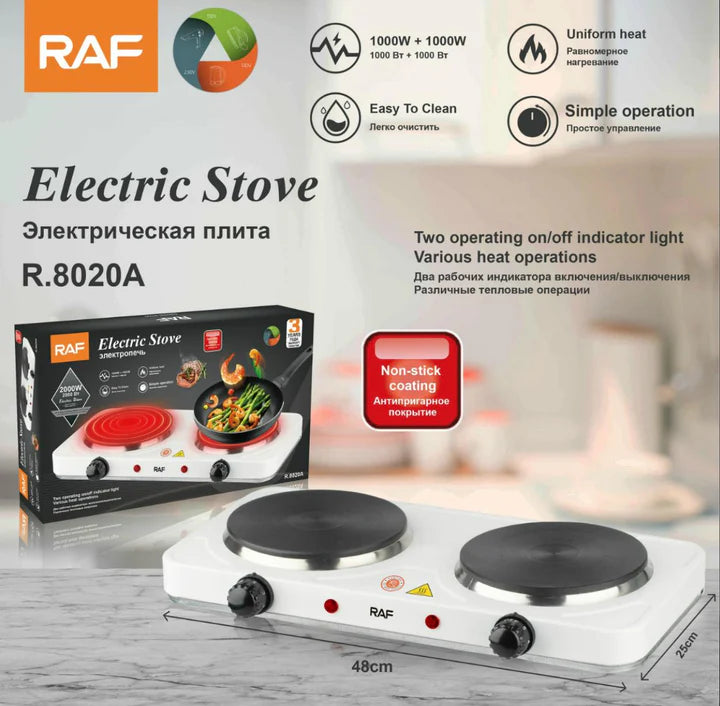 RAF Non-stick Double Hot Plate Electric Stove Cooker R8020