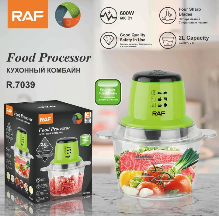 2L RAF Electric Food Processor Meat Grinder R7039