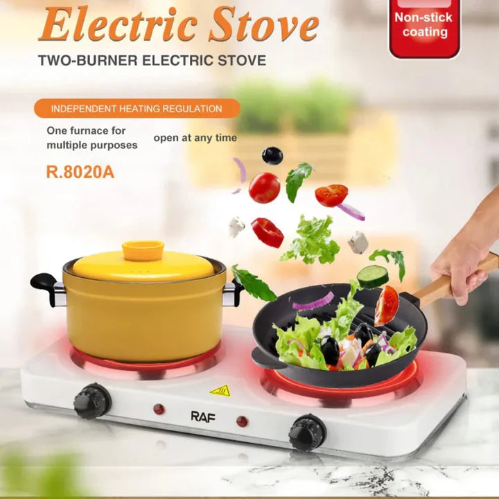 RAF Non-stick Double Hot Plate Electric Stove Cooker R8020