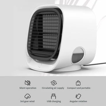 Portable Air Cooler Conditioner Usb Rechargeable Humidifier Purifier Room Cooling 3 Adjustable Speeds